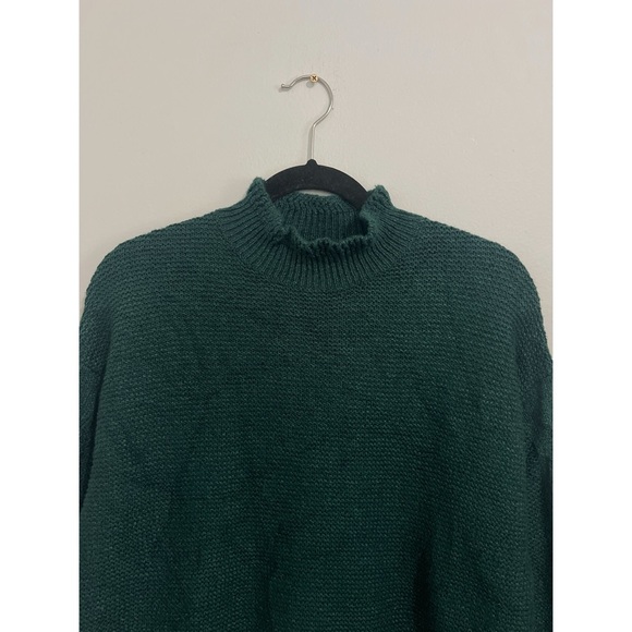 J.Crew Sweater Women’s Large Green Mockneck Cable Sleeve CF051 - Picture 5 of 13